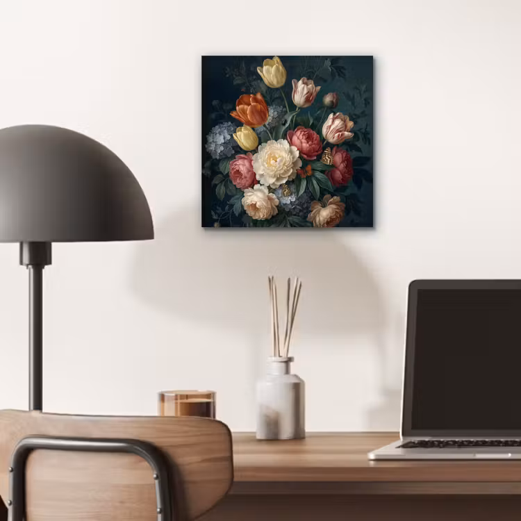 Bloemen - Boeket - Natuur - Klassiek - Donker aluminium wit klein -sfeer5