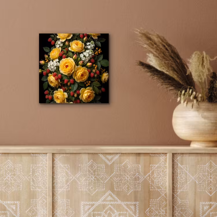 Bloemen - Boeket - Natuur - Klassiek - Geel aluminium wit klein -sfeer4