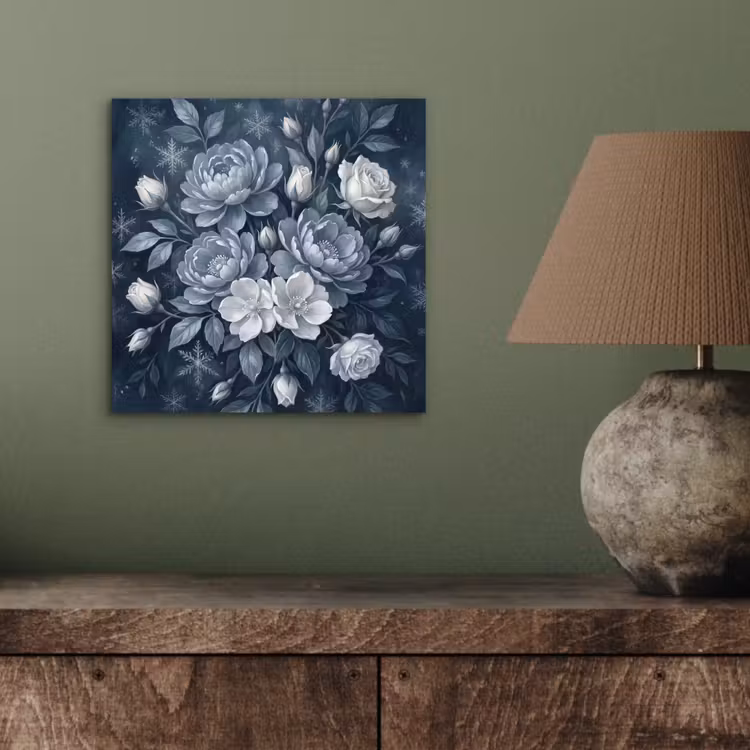 Bloemen - Boeket - Winter - Abstract - Blauw aluminium wit klein -sfeer2