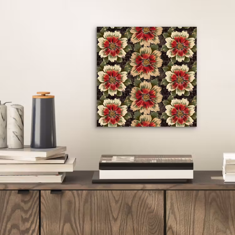 Bloemen - Klassiek - Patroon - Rood aluminium wit klein 46 -sfeer1