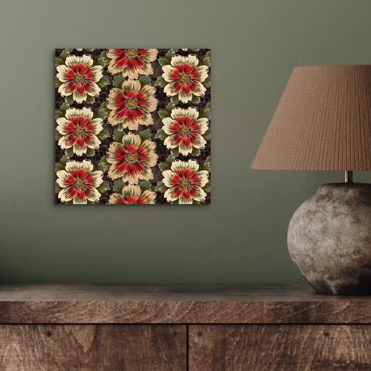 Bloemen - Klassiek - Patroon - Rood aluminium wit klein 46 -sfeer2
