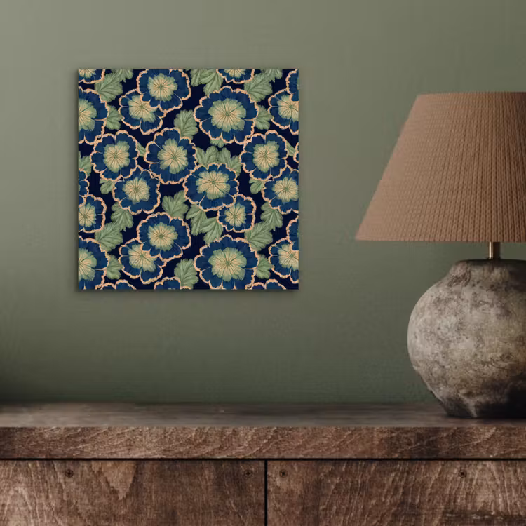 Bloemen - Borduurwerk - Patroon - Blauw - Groen aluminium wit klein 46 -sfeer2
