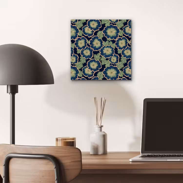 Bloemen - Borduurwerk - Patroon - Blauw - Groen aluminium wit klein 46 -sfeer5