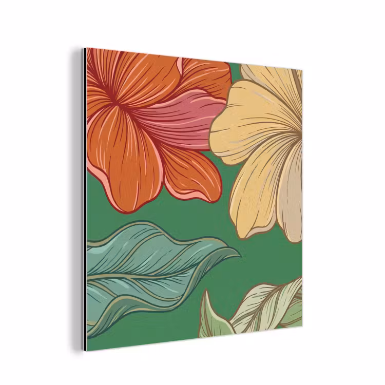 aluminium wall art - Flowers - Greenery - Illustration - Bloemen - Groen - Illustratie aluminium wit klein