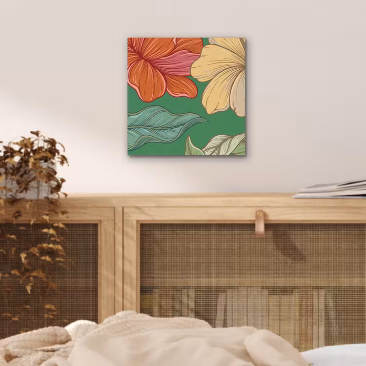 aluminium wall art - Flowers - Greenery - Illustration - Bloemen - Groen - Illustratie aluminium wit klein