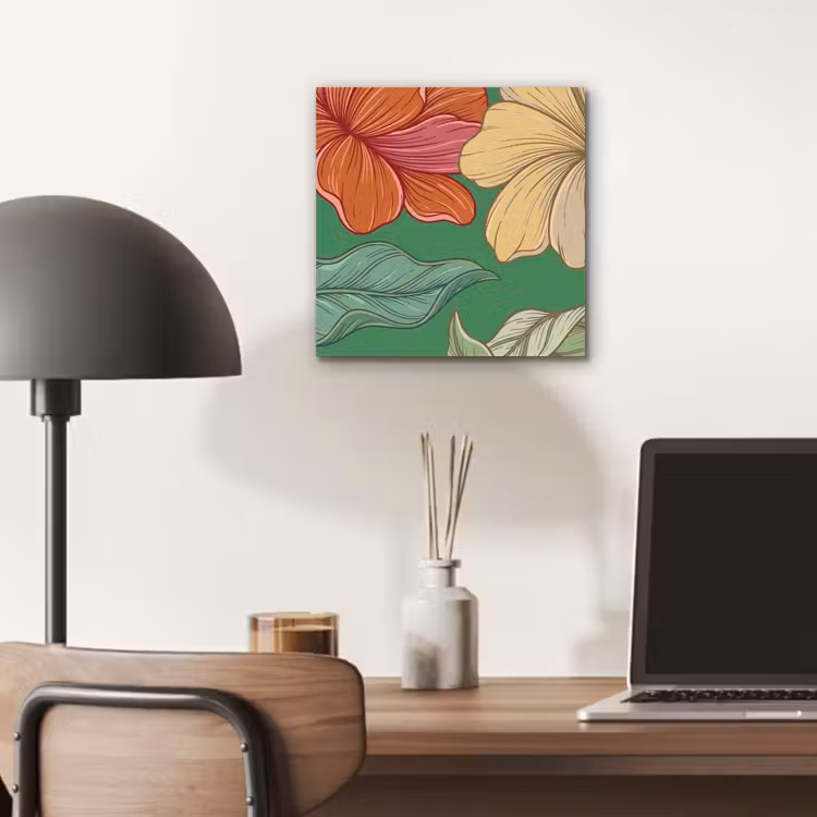 aluminium wall art - Flowers - Greenery - Illustration - Bloemen - Groen - Illustratie aluminium wit klein