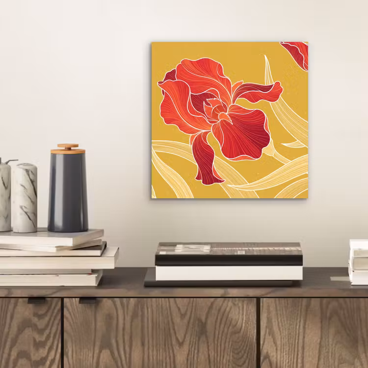 aluminium wall art - Flowers - Illustration - Red - Bloemen - Illustratie - Rood aluminium wit klein