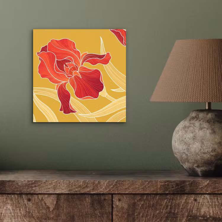 aluminium wall art - Flowers - Illustration - Red - Bloemen - Illustratie - Rood aluminium wit klein