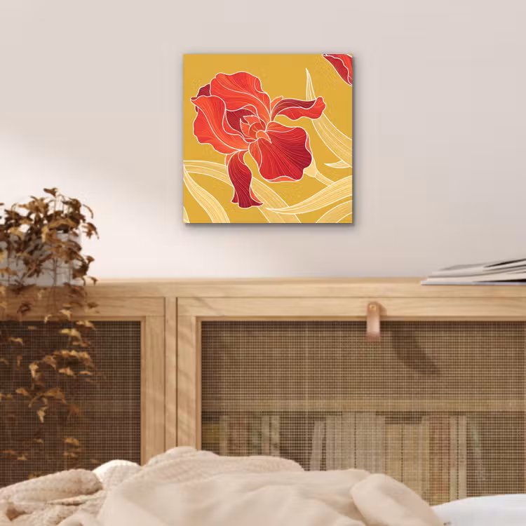 aluminium wall art - Flowers - Illustration - Red - Bloemen - Illustratie - Rood aluminium wit klein