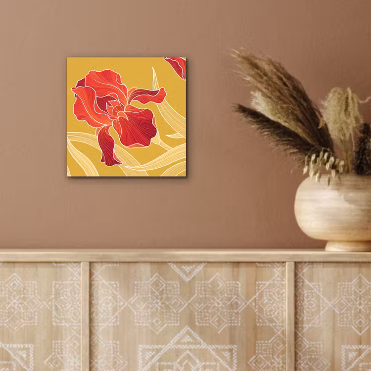 aluminium wall art - Flowers - Illustration - Red - Bloemen - Illustratie - Rood aluminium wit klein