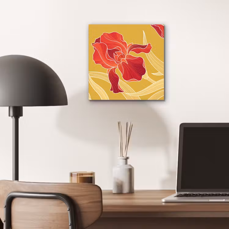 aluminium wall art - Flowers - Illustration - Red - Bloemen - Illustratie - Rood aluminium wit klein