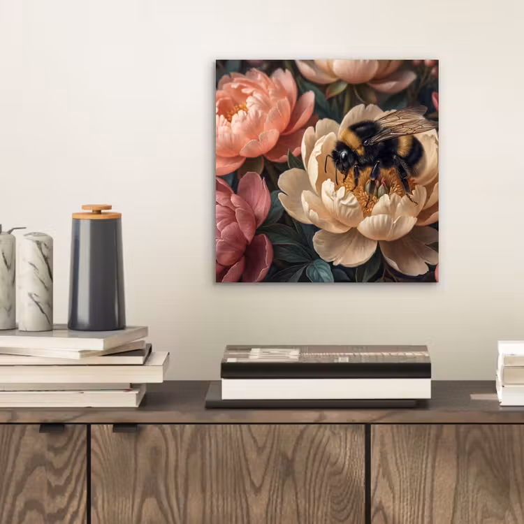 Bloemen - Insect - Natuur - Roze aluminium wit klein -sfeer1