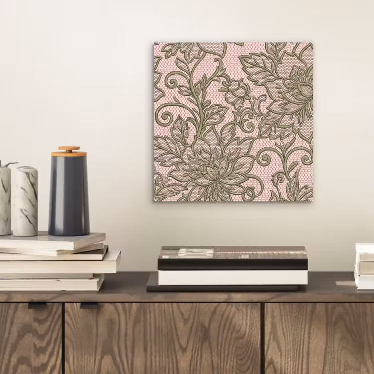 Bloemen - Kant - Patroon - Klassiek - Groen aluminium wit klein -sfeer1