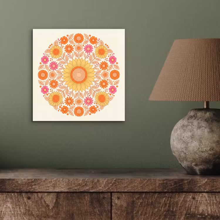 Bloemen - Mandala - Patroon - Kleurrijk aluminium wit klein -sfeer2
