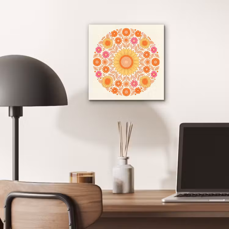 Bloemen - Mandala - Patroon - Kleurrijk aluminium wit klein -sfeer5