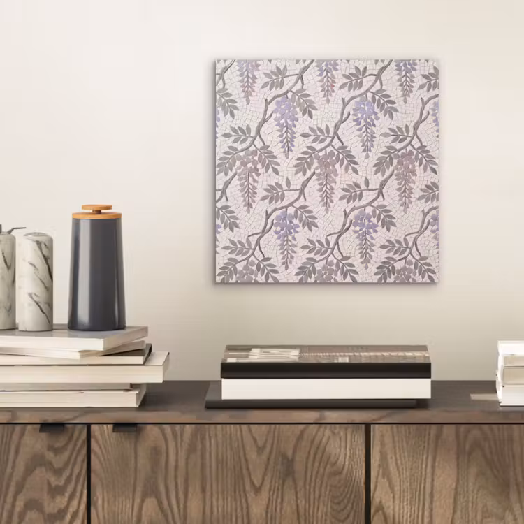 Bloemen - Mozaïek - Natuur - Patroon - Paars aluminium wit klein -sfeer1
