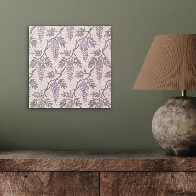 Bloemen - Mozaïek - Natuur - Patroon - Paars aluminium wit klein -sfeer2