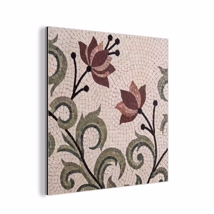 Bloemen - Mozaïek - Patroon - Abstract - Groen aluminium wit klein -3d