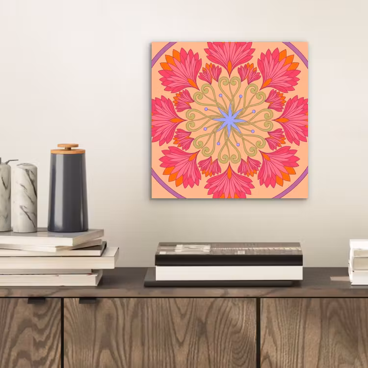 Bloemen - Patroon - Abstract - Roze - Decoratief aluminium wit klein -sfeer1