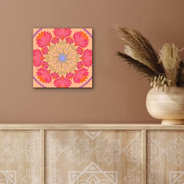 Bloemen - Patroon - Abstract - Roze - Decoratief aluminium wit klein -sfeer4