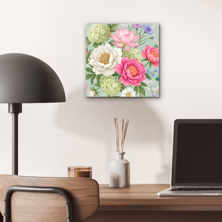 Bloemen - Patroon - Botanisch - Groen aluminium wit klein -sfeer5