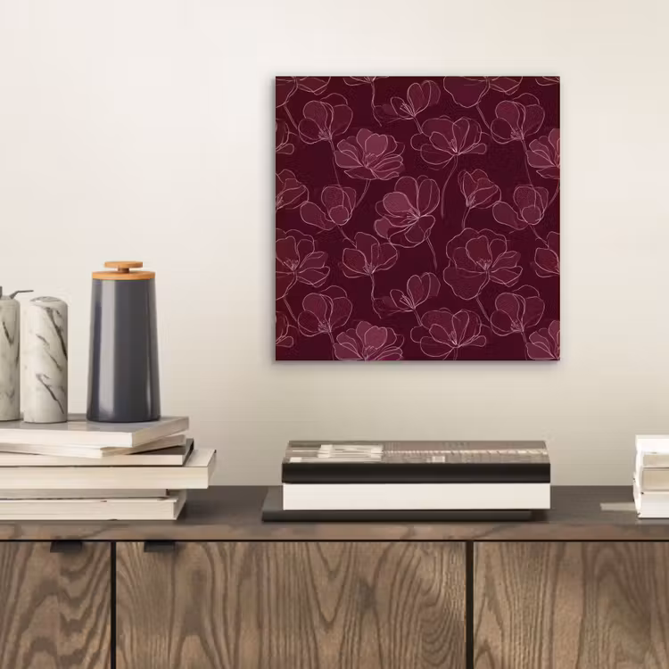 Bloemen - Patroon - Bordeauxrood aluminium wit klein 46 -sfeer1