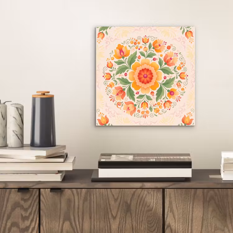 Bloemen - Patroon - Decoratief - Oranje aluminium wit klein -sfeer1