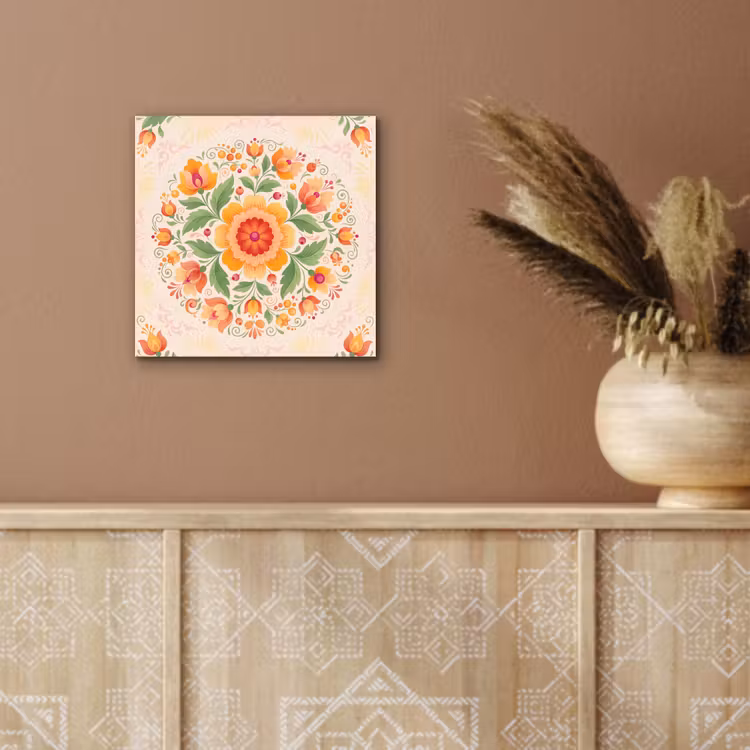 Bloemen - Patroon - Decoratief - Oranje aluminium wit klein -sfeer4