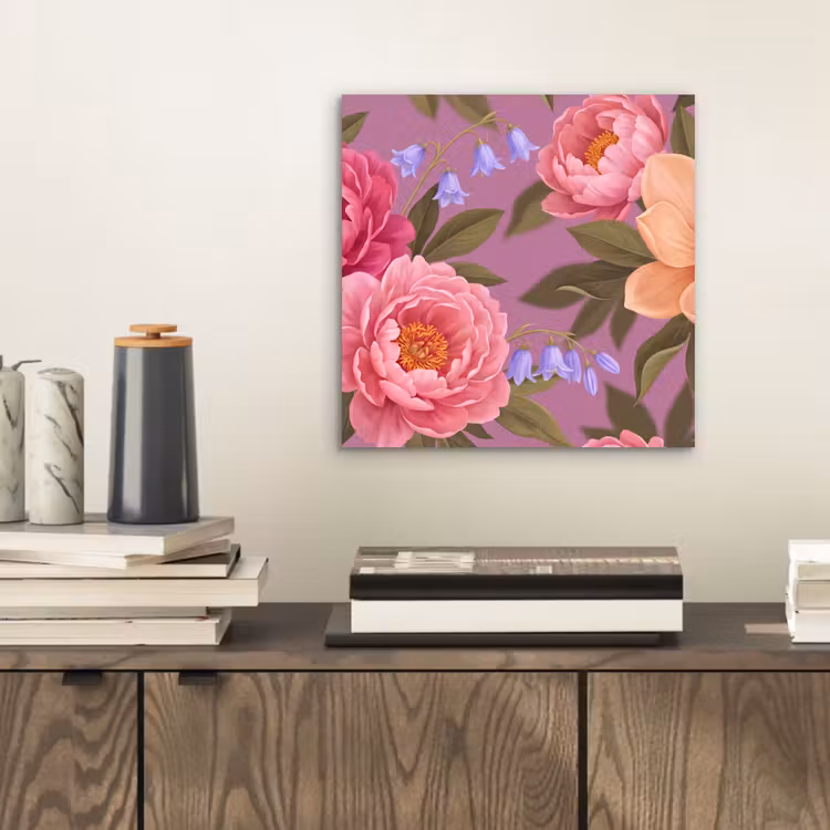 Bloemen - Patroon - Illustratie - Roze aluminium wit klein -sfeer1