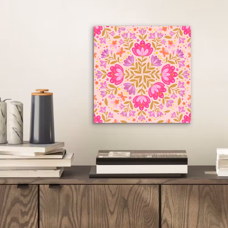 Bloemen - Patroon - Natuur - Abstract - Roze aluminium wit klein -sfeer1