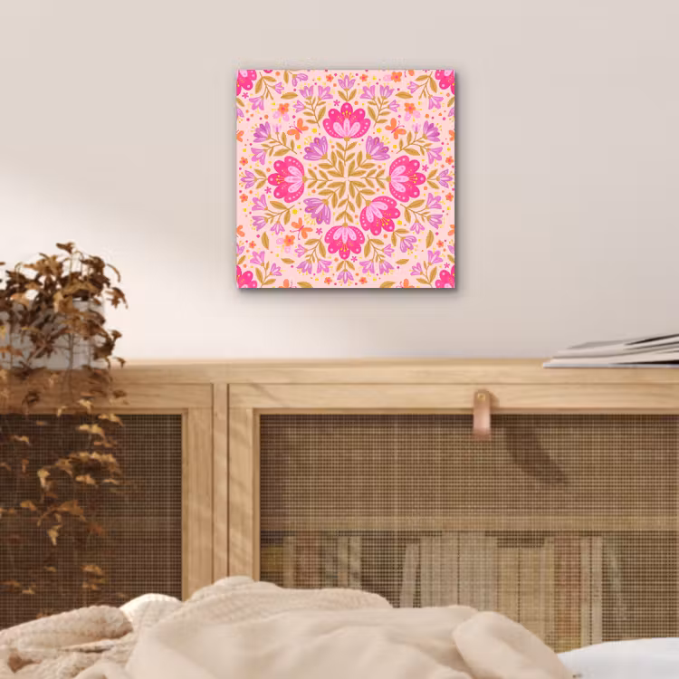 Bloemen - Patroon - Natuur - Abstract - Roze aluminium wit klein -sfeer3