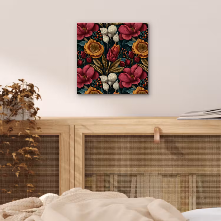 Bloemen - Patroon - Rood - Goud aluminium wit klein 46 -sfeer3