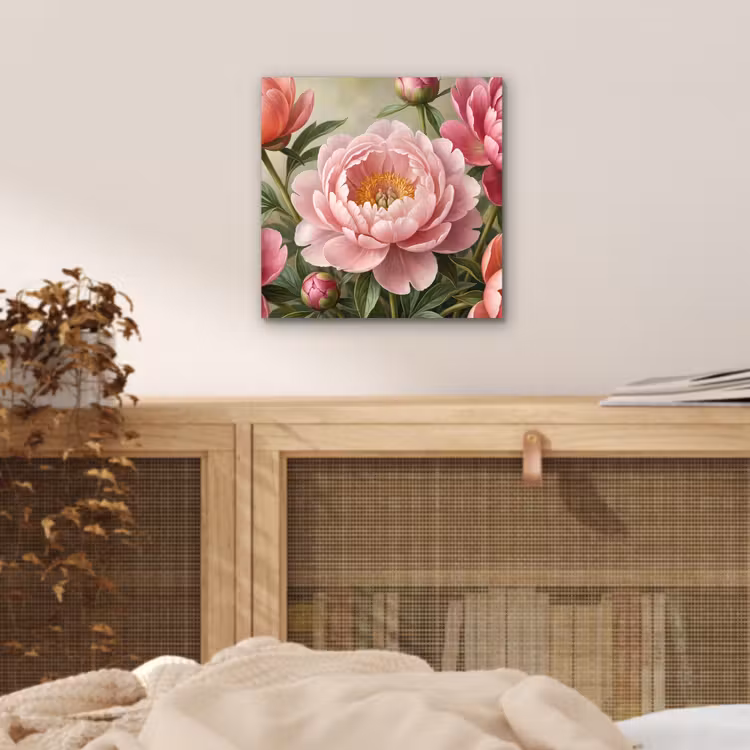 Bloemen - Roze - Klassiek - Gedetailleerd - Natuur aluminium wit klein -sfeer3