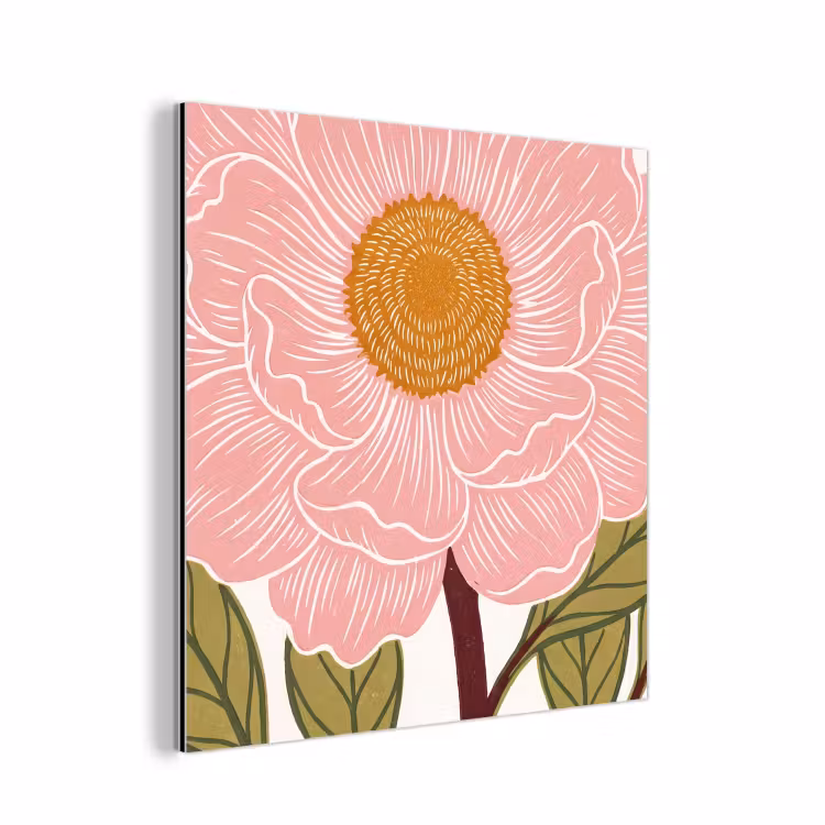 aluminium wall art - Flowers - Pink - Illustration - Bloemen - Roze - Illustratie aluminium wit klein