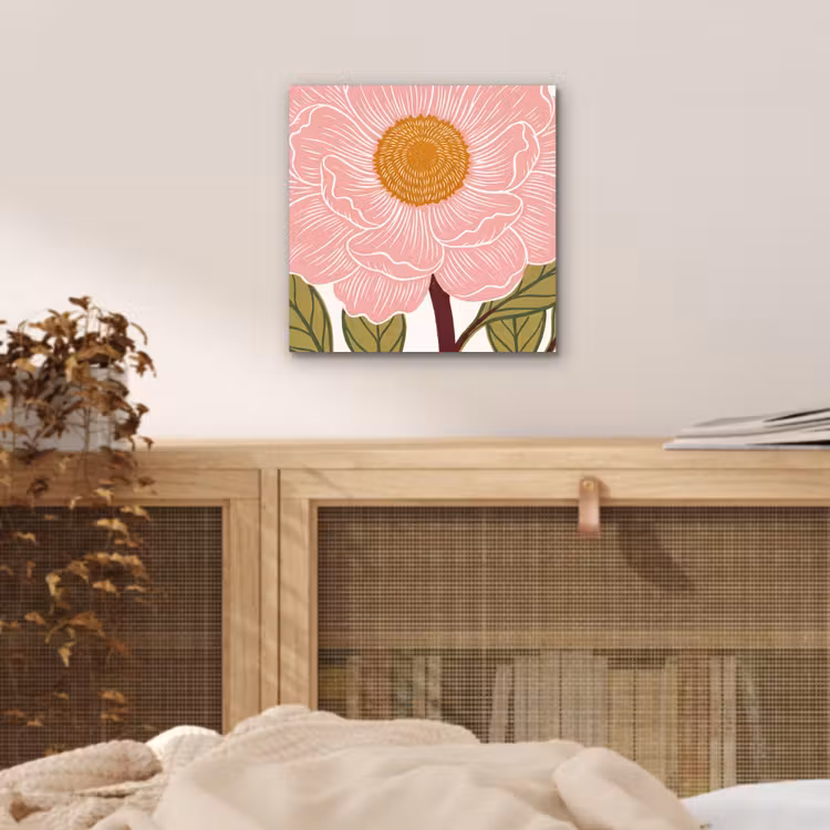 aluminium wall art - Flowers - Pink - Illustration - Bloemen - Roze - Illustratie aluminium wit klein