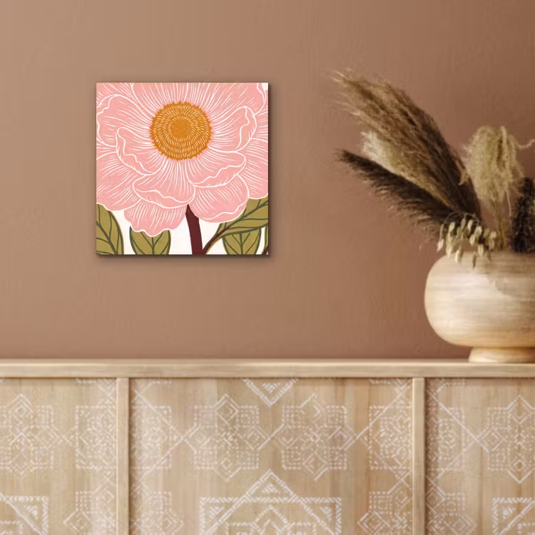 aluminium wall art - Flowers - Pink - Illustration - Bloemen - Roze - Illustratie aluminium wit klein