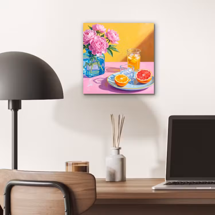 aluminium wall art - Flowers - Pink - Modern - Bloemen - Roze - Modern aluminium wit klein