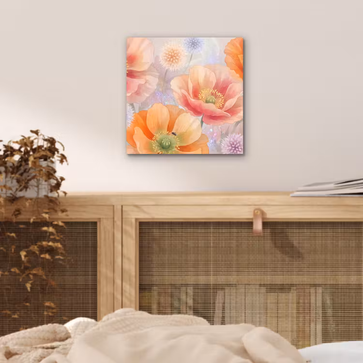 Bloemen - Aquarel - Natuur - Modern - Kleurrijk aluminium wit klein -sfeer3