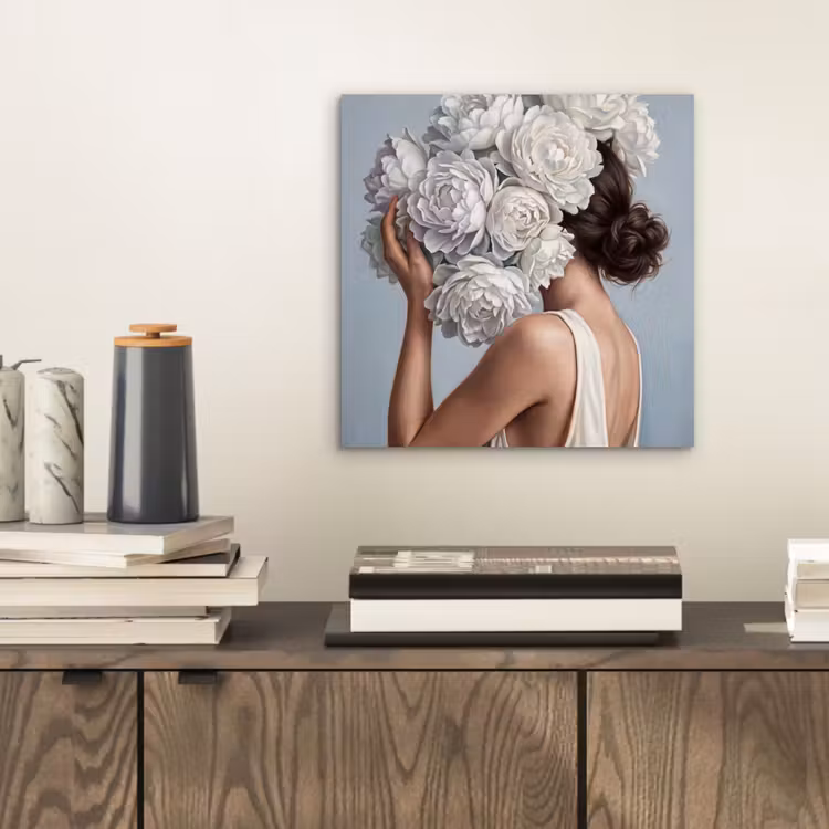Bloemen - Vrouw - Wit aluminium wit klein -sfeer1