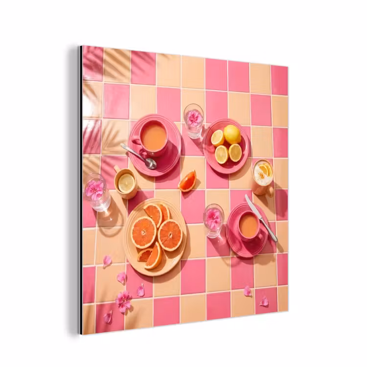 Eten - Citrusvruchten - Stillevens - Roze - Oranje aluminium wit klein -3d