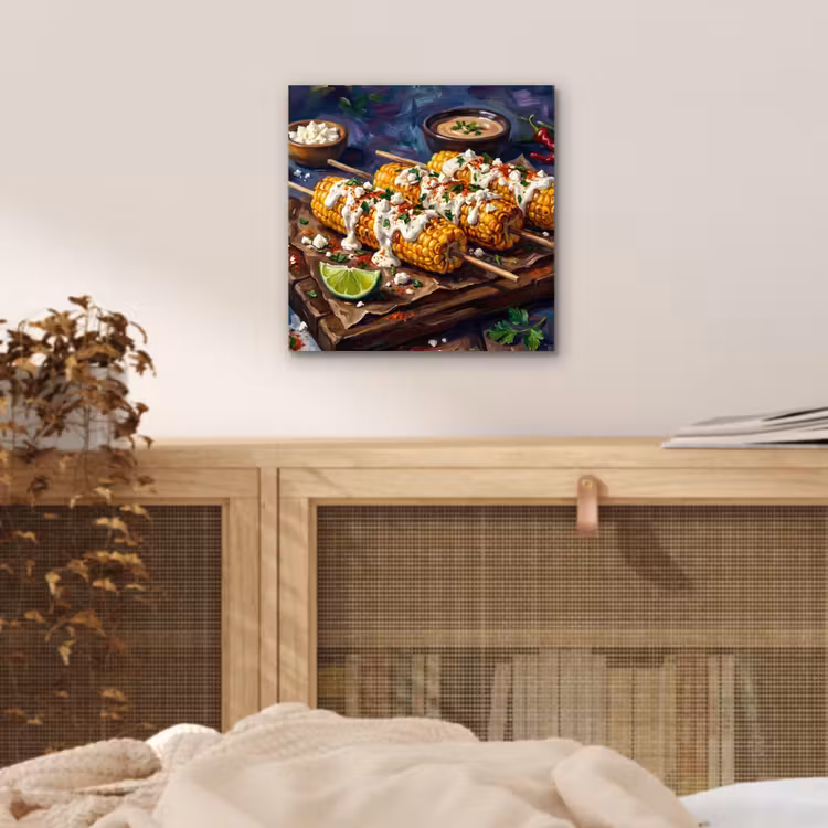 Eten - Maïs - Saus - Geschilderd - Geel aluminium wit klein -sfeer3