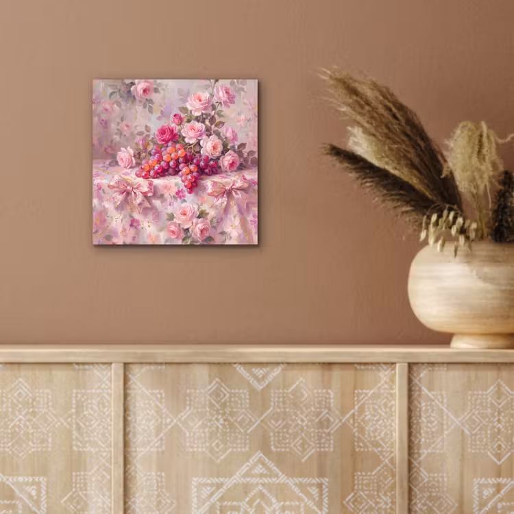 Eten - Bloemen - Stilleven - Roze - Goud aluminium wit klein -sfeer4