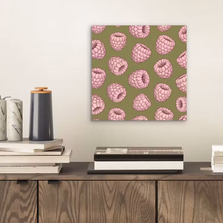 Eten - Patroon - Illustratie - Roze - Groen aluminium wit klein -sfeer1