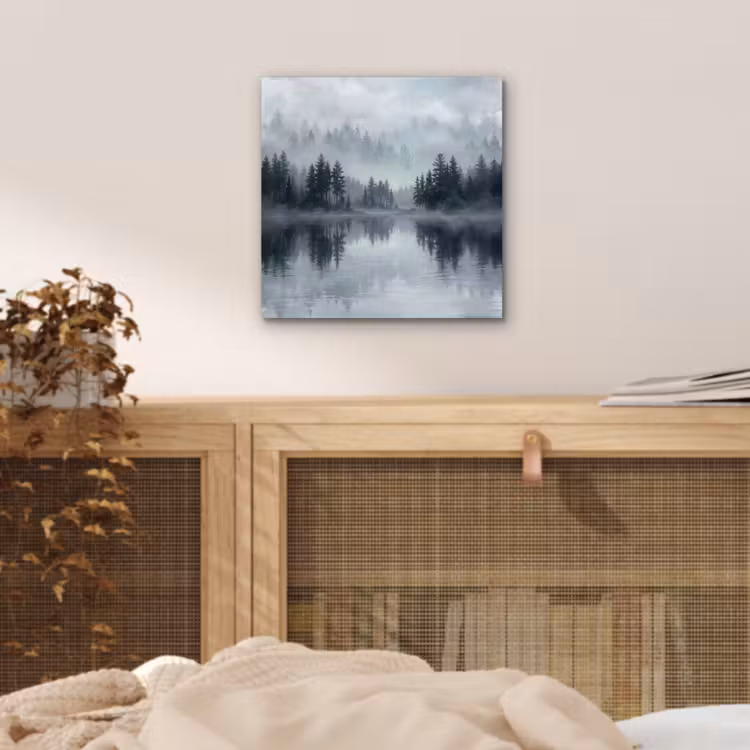 Bos - Meer - Mist - Natuur - Grijs aluminium wit klein -sfeer3
