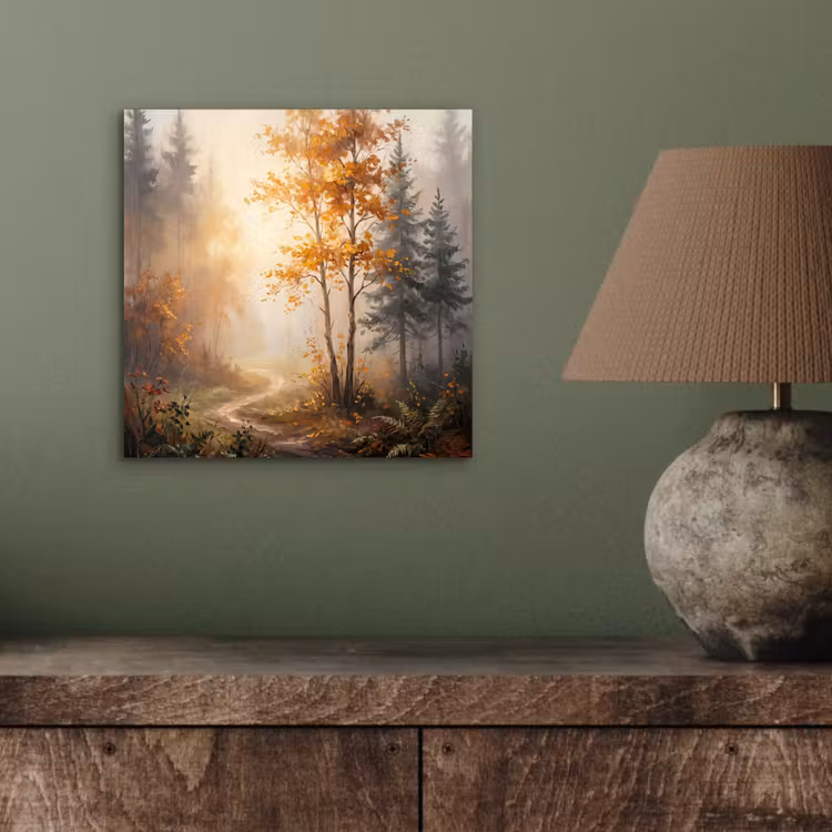 Bospad - Herfstbladeren - Natuur - Schilderachtig - Oranje aluminium wit klein -sfeer2