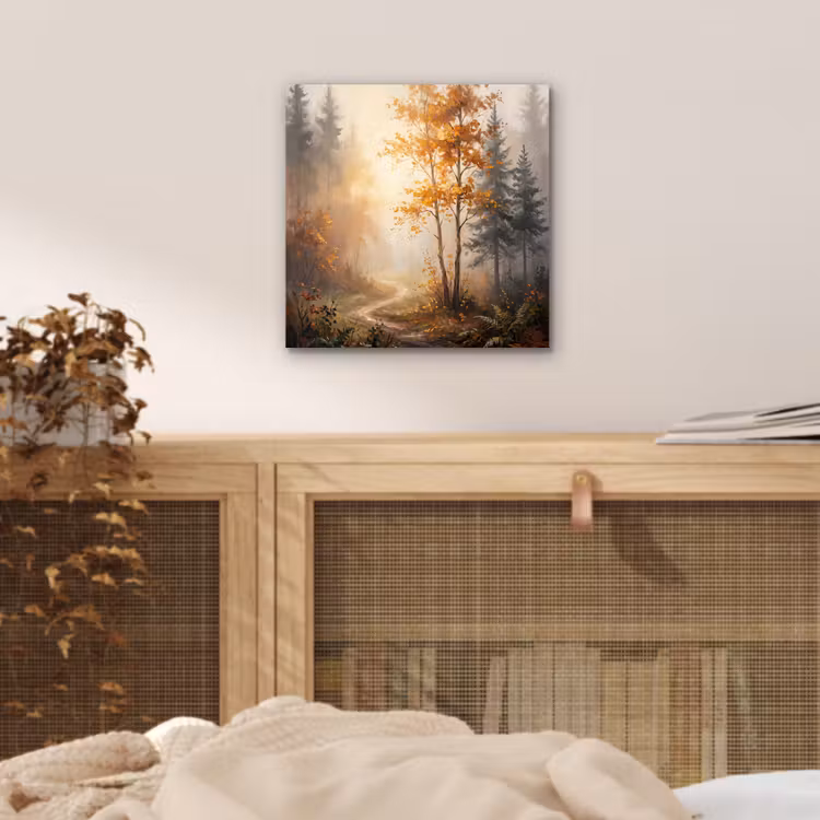 Bospad - Herfstbladeren - Natuur - Schilderachtig - Oranje aluminium wit klein -sfeer3