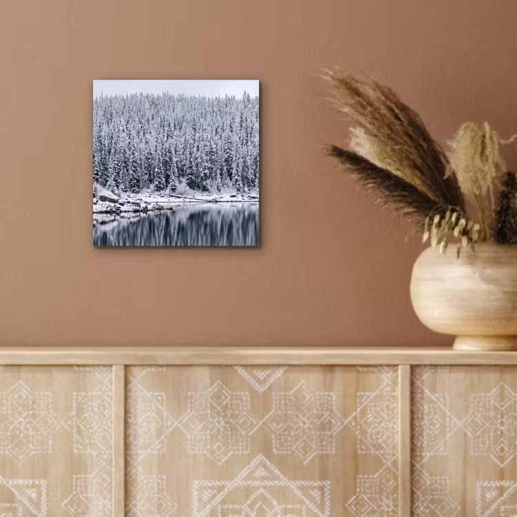 Bos - Reflectie - Meer - Winter - Serene aluminium wit klein -sfeer4