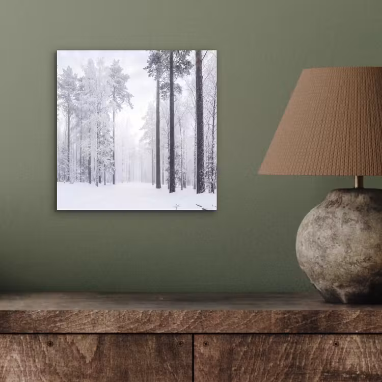 Bos - Sneeuw - Pad - Winter - Stilte aluminium wit klein -sfeer2