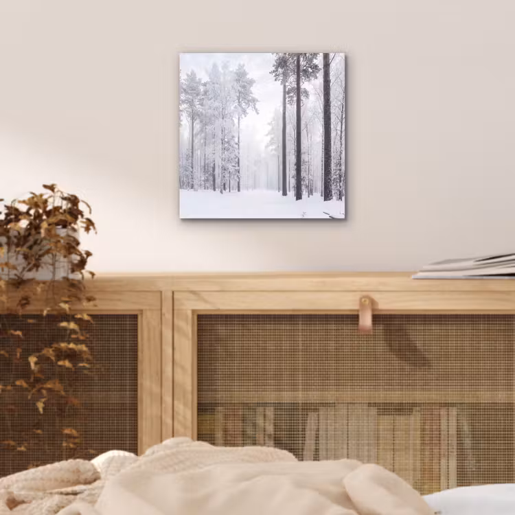 Bos - Sneeuw - Pad - Winter - Stilte aluminium wit klein -sfeer3
