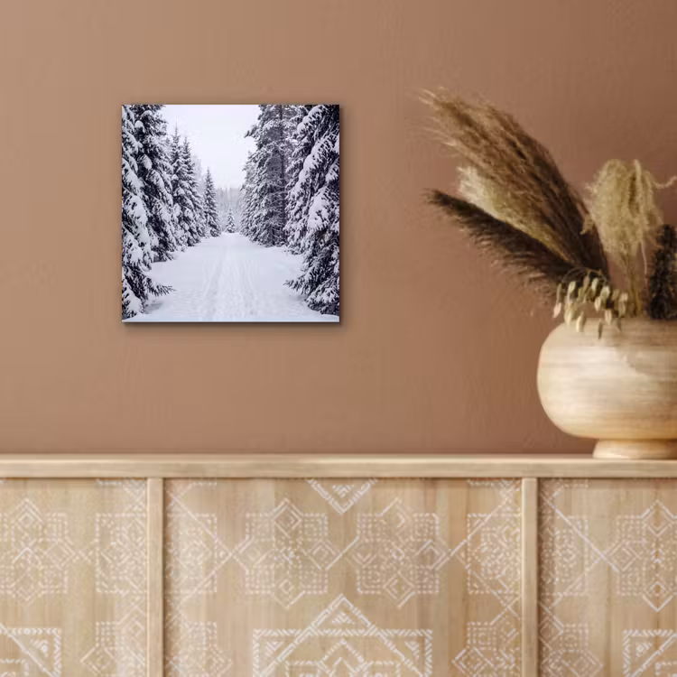 Bos - Winter - Sneeuw - Pad - Natuur aluminium wit klein -sfeer4